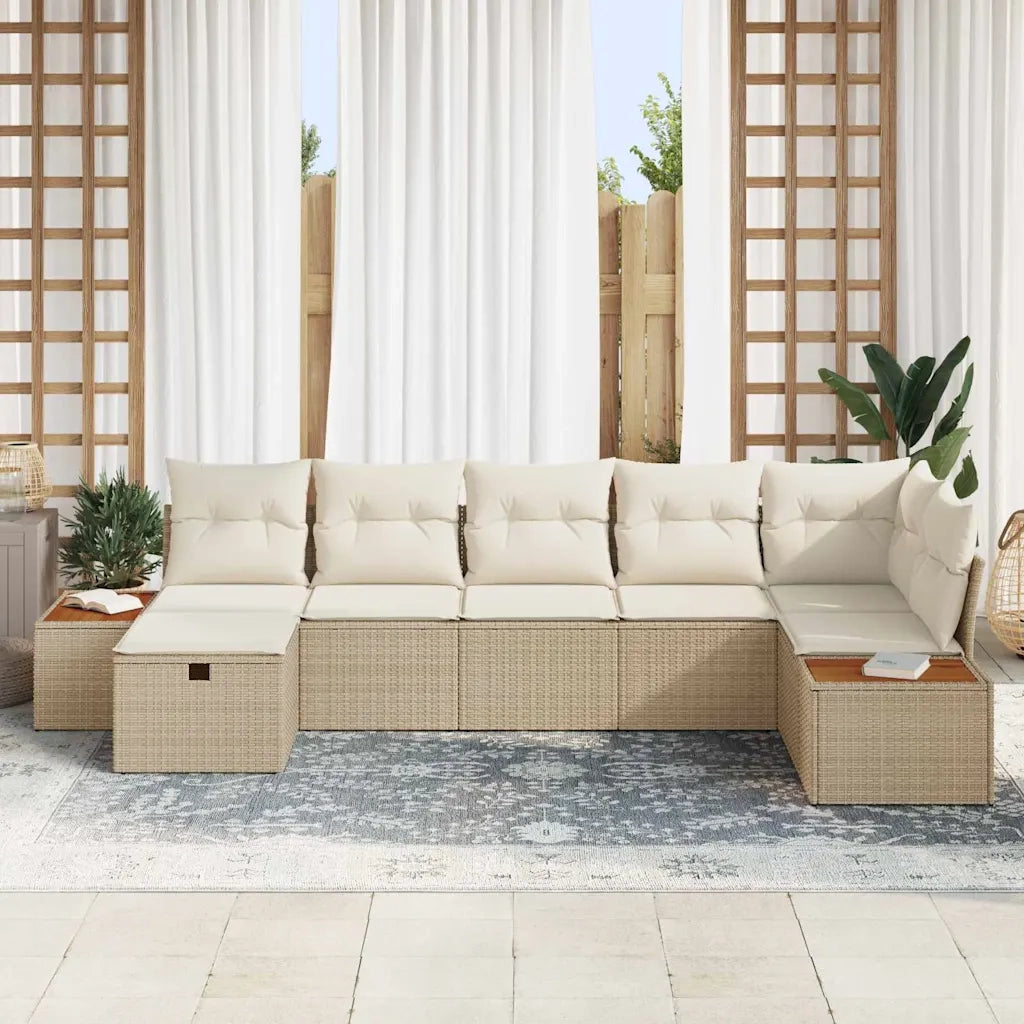 Set Divano da Giardino con cuscino 7 pcs Beige polyrattan 3359643