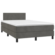 Letto a Molle con Materasso e LED Grigio Scuro 120x190cm in Velluto