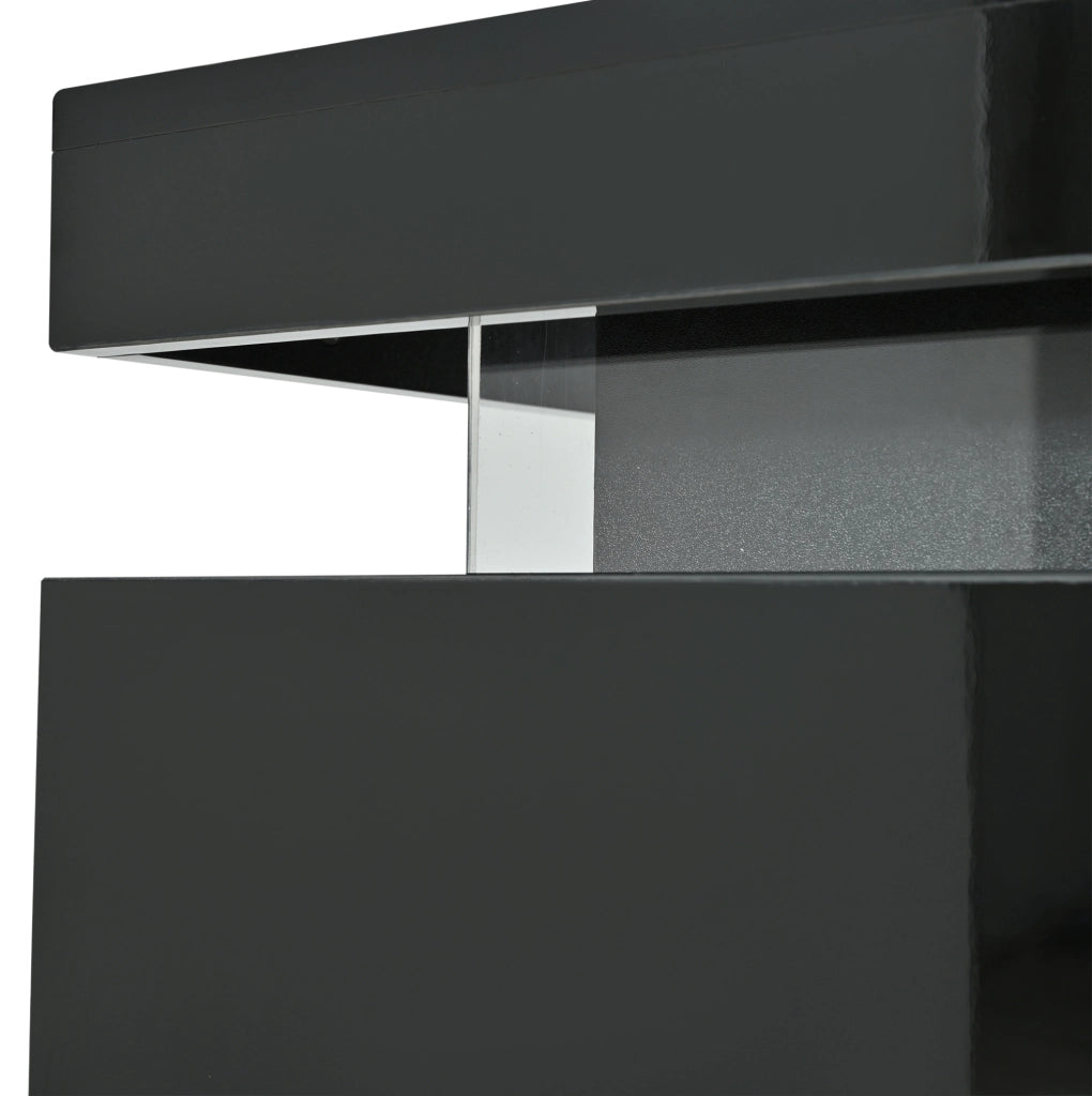 Credenza 140x35x72.5 cm con LED; 2 ante e 3 cassetti; pannello truciolare nero