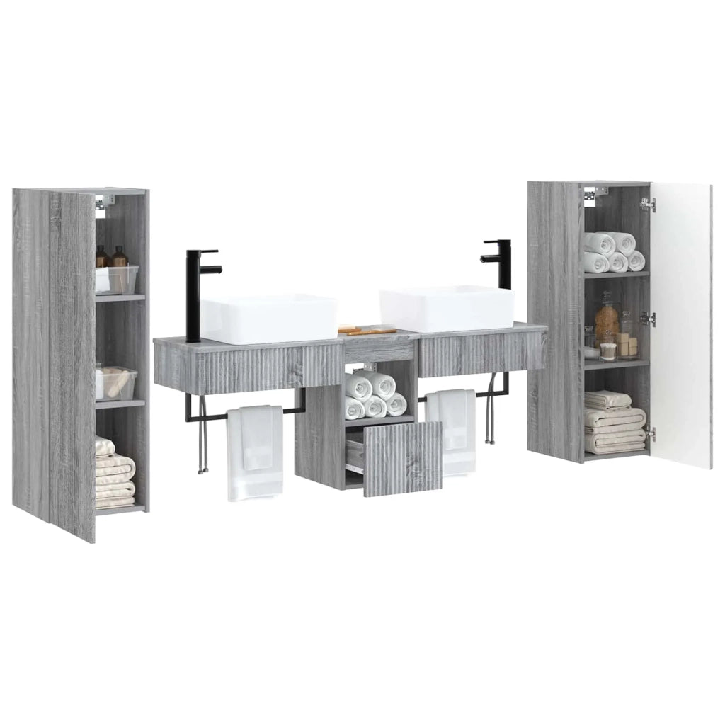 Set di mobili per il bagno 5 pz Sonoma grigio 3405979