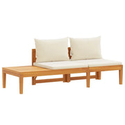 Panca Giardino e Tavolino Cuscini Bianco Crema Acacia Massello cod mxl 70754