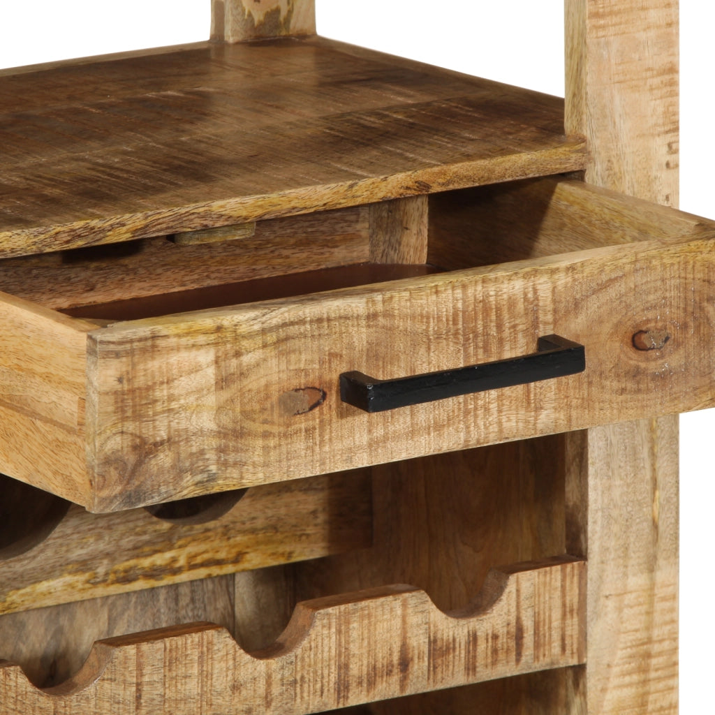 Carrello da Cucina 55x40x80 cm in Legno Massello Rustico di Mango