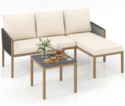 Set di Mobili da Giardino 3 Pezzi, Salotto da Esterno con 2 Divani Componibili a forma di L e Tavolino da Caffè, Set da Conversazione da Esterno con Cuscini Sfoderabili, per Patio e Terrazzo