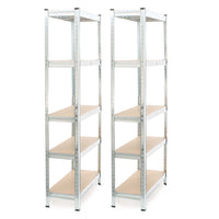 Set 2x scaffali a incastro per carichi pesanti 174x75x30cm Max 875kg l’uno Acciaio 5 ripiani