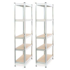 Set 2x scaffali a incastro per carichi pesanti 174x75x30cm Max 875kg l’uno Acciaio 5 ripiani