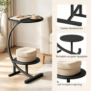 TAVOLINO Ø40+Ø30x66 cm Nero in MDF e Metallo