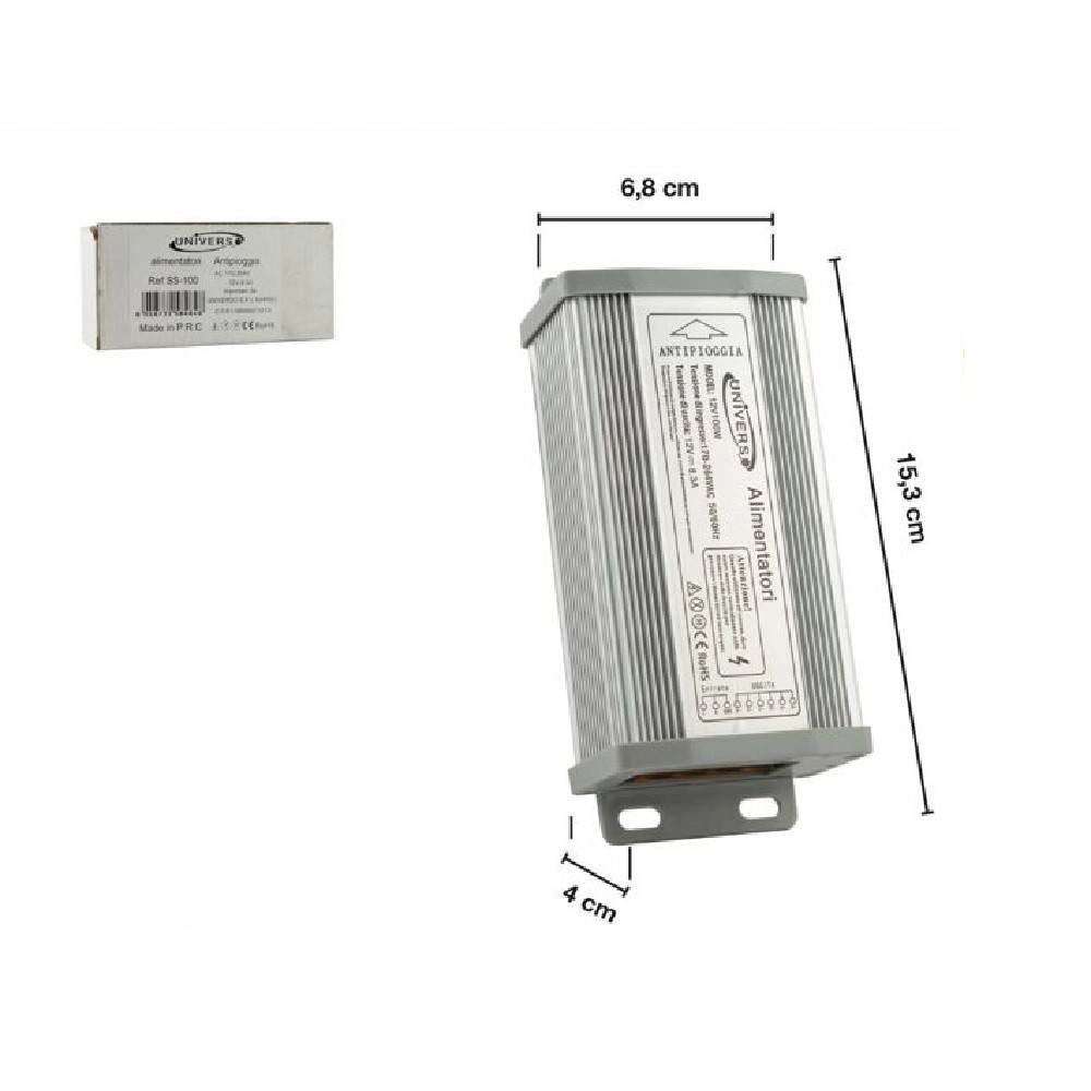 Trade Shop - Alimentatore Stabilizzato 12v 8.3a 100w Trasformatore Telecamere Strip Led Ss100 -
