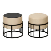 Set di 2 pouf impilabili design moderno e senza tempo multifunzionali rotondi beige 03_0009693
