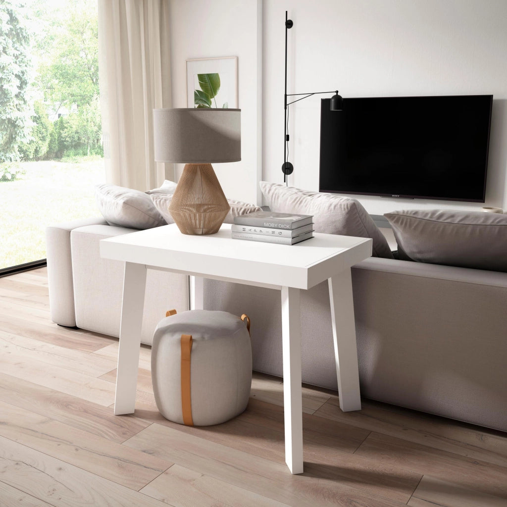 Consolle allungabile, 160x90x73cm, Per 8 persone, Gambe in legno, Bianco RF3132