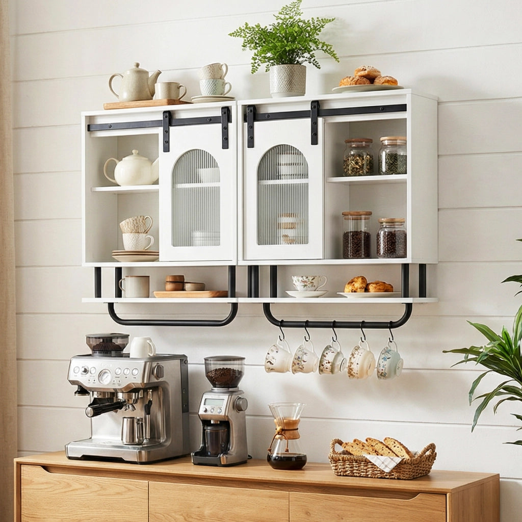 Armadietto bagno parete legno pensile ripiano aperto anta scorrevole portasciugamani, Armadietto medicinali salvaspazio cucina soggiorno 50x20x70cm