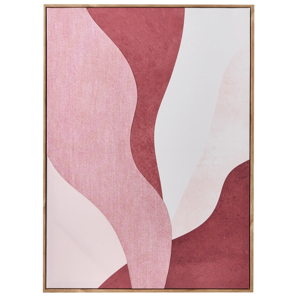 Set di 2 stampe su tela rosa da parete decorazione artigianale con forme astratte materiali sintetici cornice in legno di pino per il soggiorno