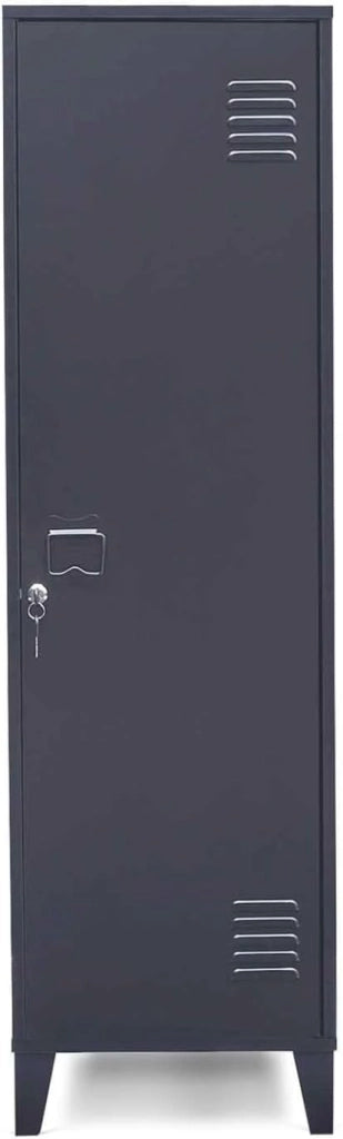 Armadietto ESTER con porta in metallo grigio scuro, design industriale