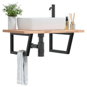 Reggimensole per Lavabo 2 pz Nere Trapezio in Acciaio 4007289