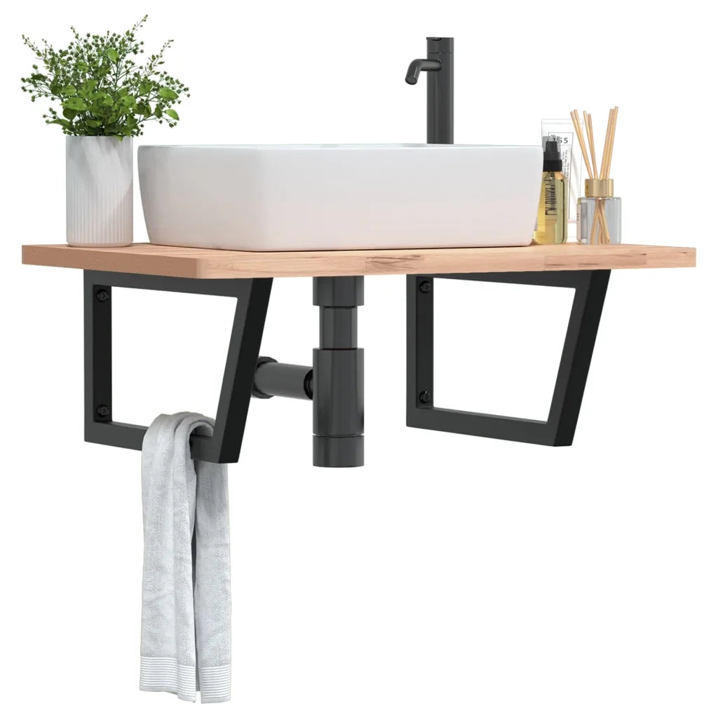 Reggimensole per Lavabo 2 pz Nere Trapezio in Acciaio 4007289