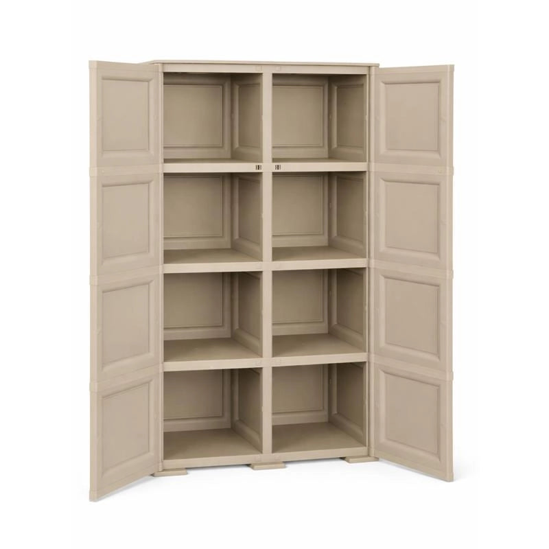 ARMADIO 2 ANTE TAUPE 79X43X164 CM CON 8 SCOMPARTI – MOBILE ALTO ORGANIZZAZIONE CASA PER INGRESSO, LAVANDERIA E ZONA GIORNO