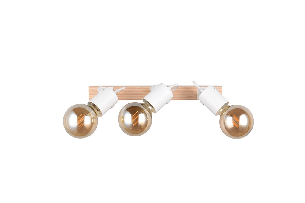 Faretto da soffitto vintage LYNAR 3xE27 bianco legno RL