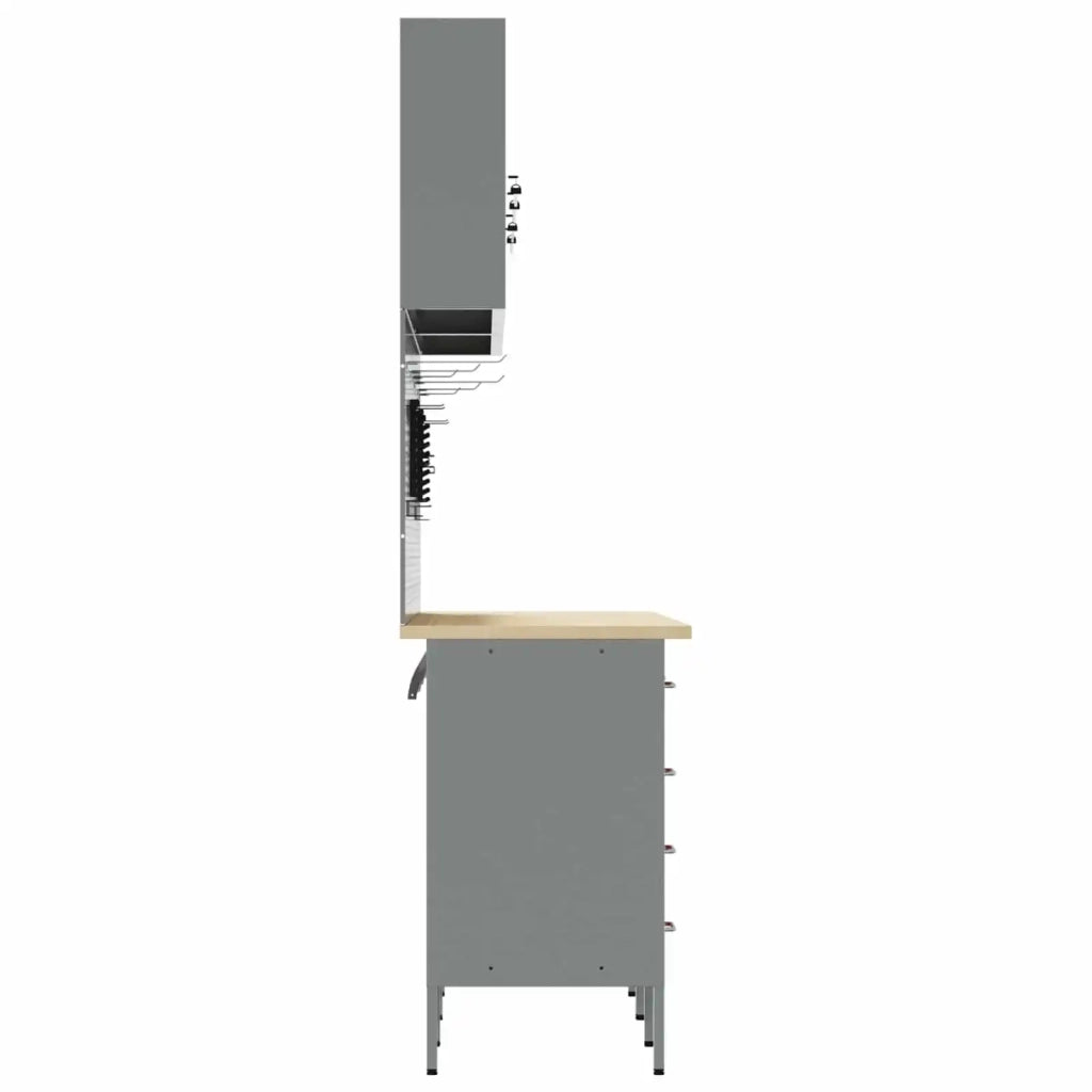 Mobile da lavoro 10 pcs Rosso Legno ingegnerizzato e acciaio 3321485