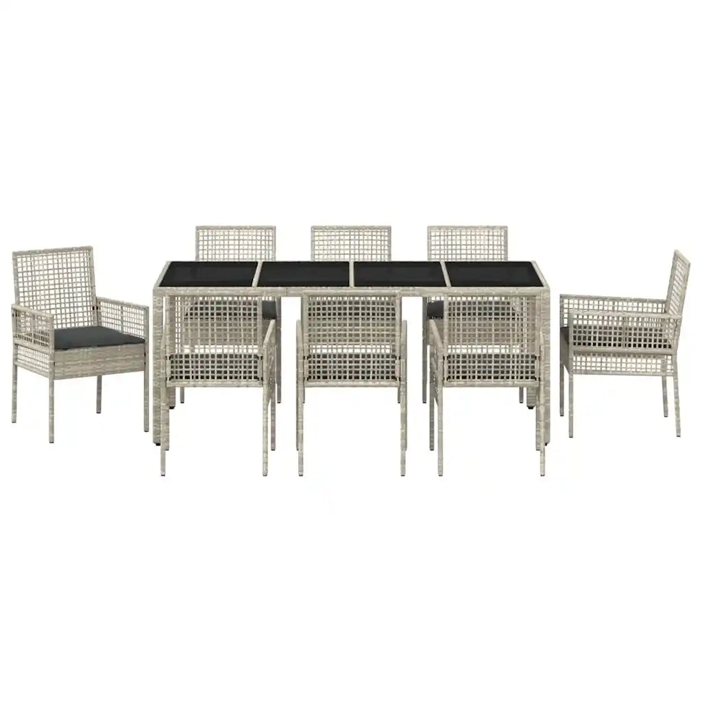 Set da Pranzo per Giardino 9 pcs Grigio chiaro polyrattan 3334900