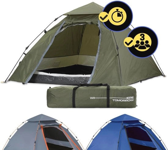 Tenda per 3 Persone - Assemblaggio Rapido - Ideale per Campeggiare e Festival