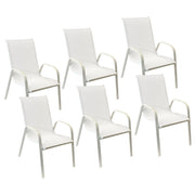 Set di 6 sedie MARBELLA in textilene bianco - alluminio bianco