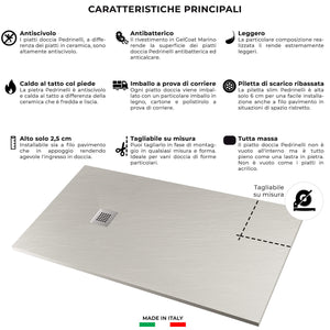 Piatto Doccia in Pietra 80x170 cm Pedrinelli Ardesia Stone Side Grigio