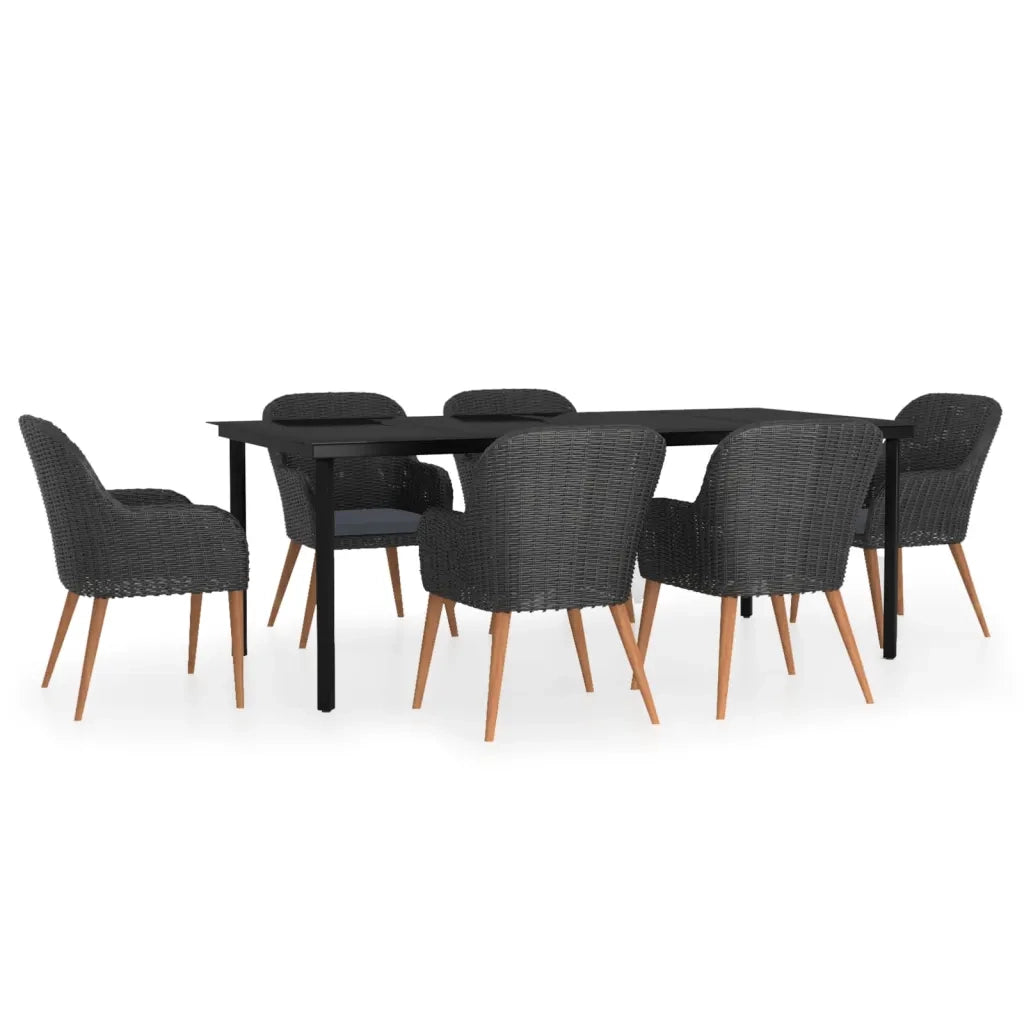 Set da Pranzo da Giardino 7 pz con Cuscini Nero 3099509