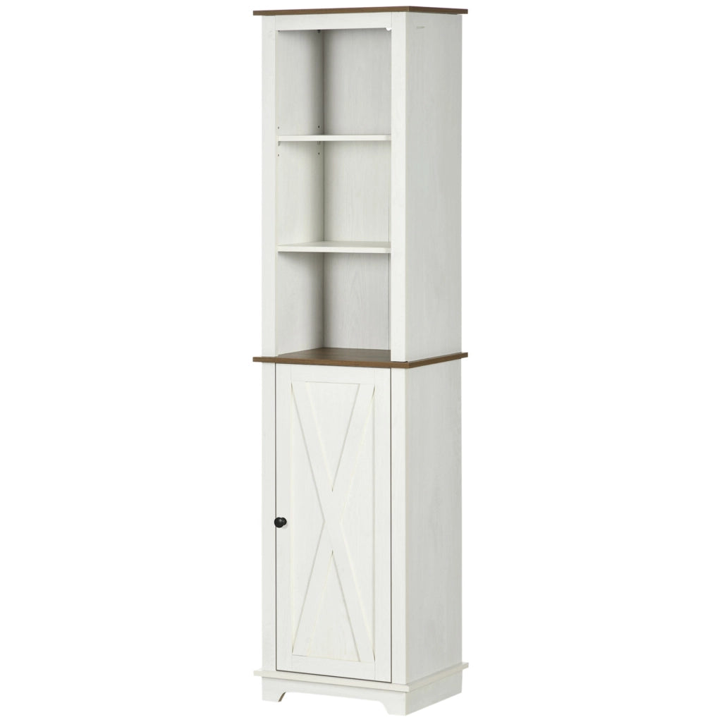 Colonna bagno con 3 compartimenti mobile alto bianco ante e ripiani regolabili 39,5x30x160 cm ¨C Xylo
