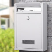 Trade Shop - Cassetta Postale Parete In Acciaio Buca Lettere Posta Esterno Con Chiave Bianco -