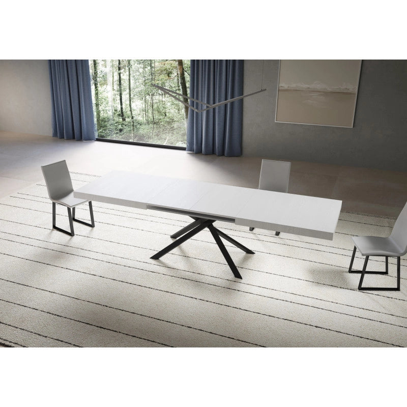 Tavolo allungabile 200/304x90 cm Niket telaio Antracite - Bianco Frassino