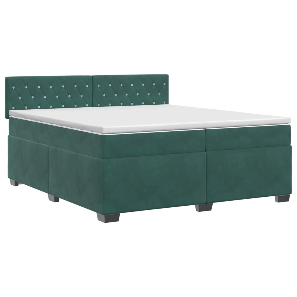 Letto box spring con materasso Verde Scuro 200 x 200 cm Velluto 3450779