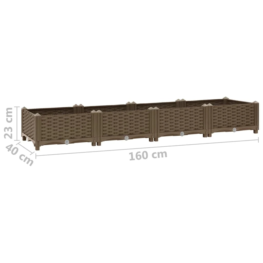 Fioriera rialzata per piante e fiori giardino 160 x 40 x 23 cm polipropilene marrone 02_0000916