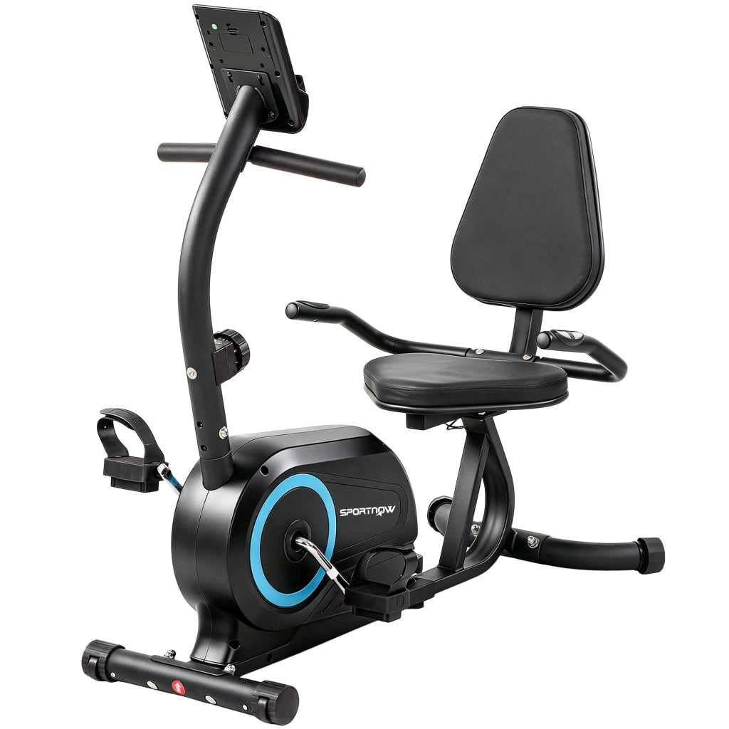 Cyclette Reclinata per Anziani 136x56x106 cm con Bluetooth Connettività App Ruote in Metallo Blu