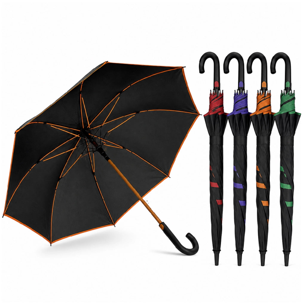 Kit 3 Ombrelli Grandi Automatici Antivento 120 cm 8 Stecche Fibra di Vetro Tessuto Extra