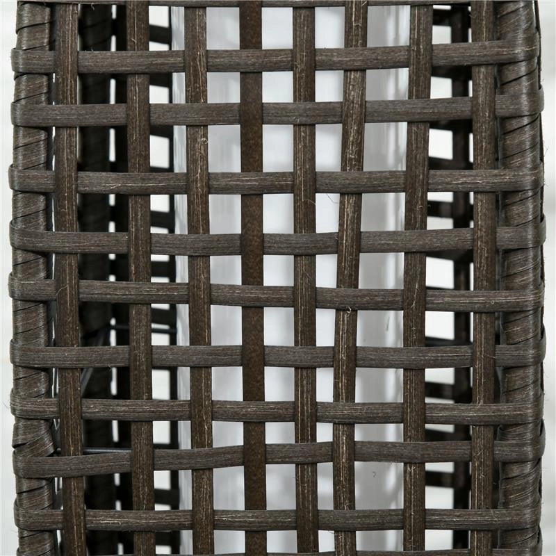 LAMPADA SOLARE DA GIARDINO CON PANNELLO DI RICARICA, IN ACCIAIO E RATTAN, 21X21X78 CM, NERO E GRIGIO