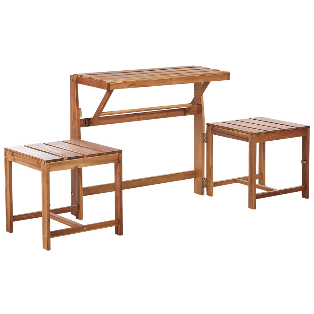 Panca da giardino multifunzionale convertibile in legno di acacia chiaro spazio esterno elegante