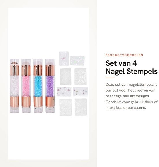 Set di Stampi per Unghie in Silicone - Con Punta Doppia - Piastre per Nail Art - Pennini - Utilizzo in Casa per Salon delle Unghie - Stampatore per Nail Art