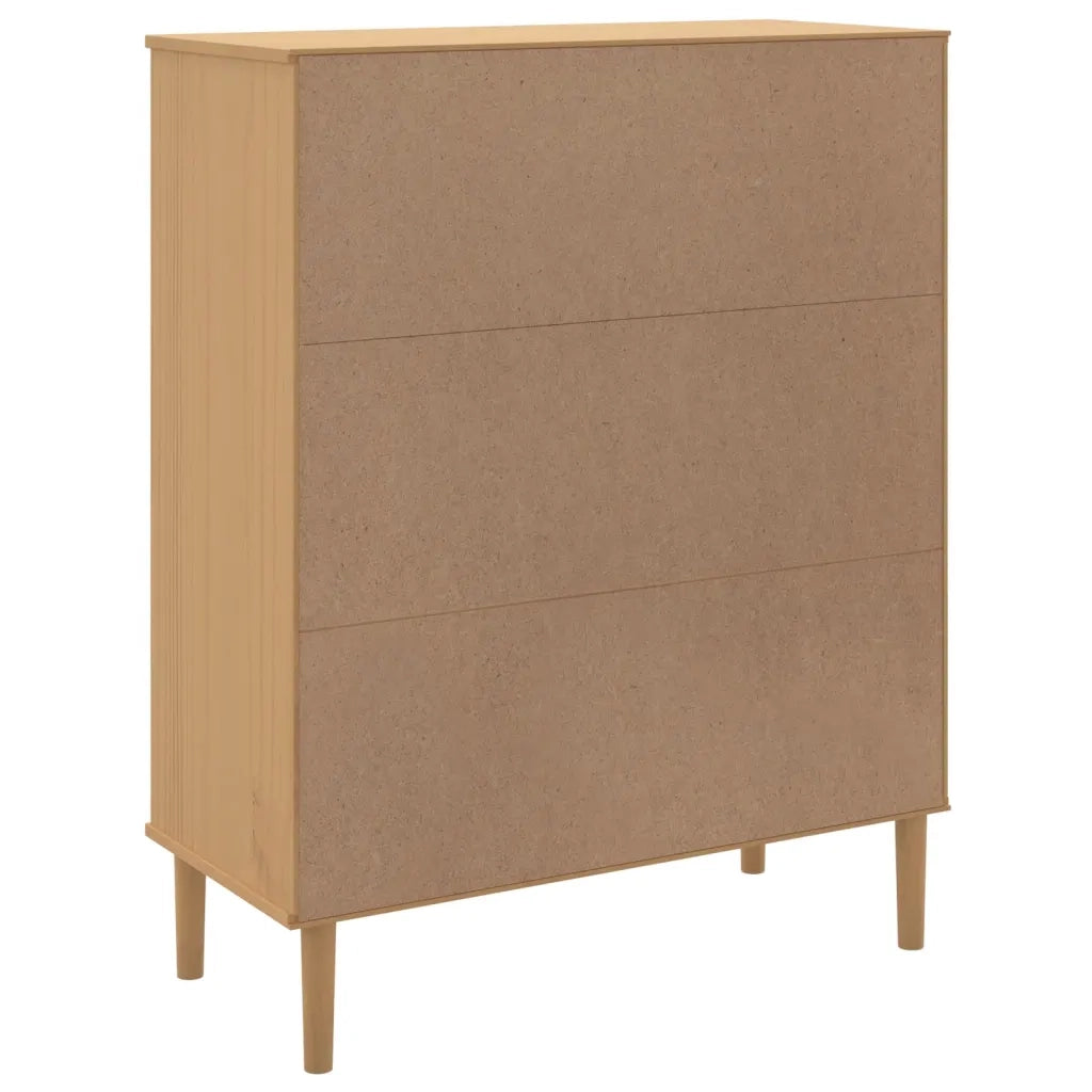 Credenza | Madia | Buffet da pranzo | Armadio da pranzo SENJA Aspetto Rattan Marrone 90x40x112cm Massello Pino