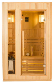 Sauna Finlandese ad Infrarossi 2 Posti 120x110 cm H190 in Legno di Abete Zen 2