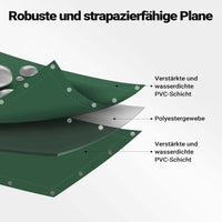 Telone occhiellato verde 5 x 8 m resistente alle intemperie e a raggi UV, impermeabile, robusto telo di protezione in poliestere 650 g/m² con rivestimento in PVC