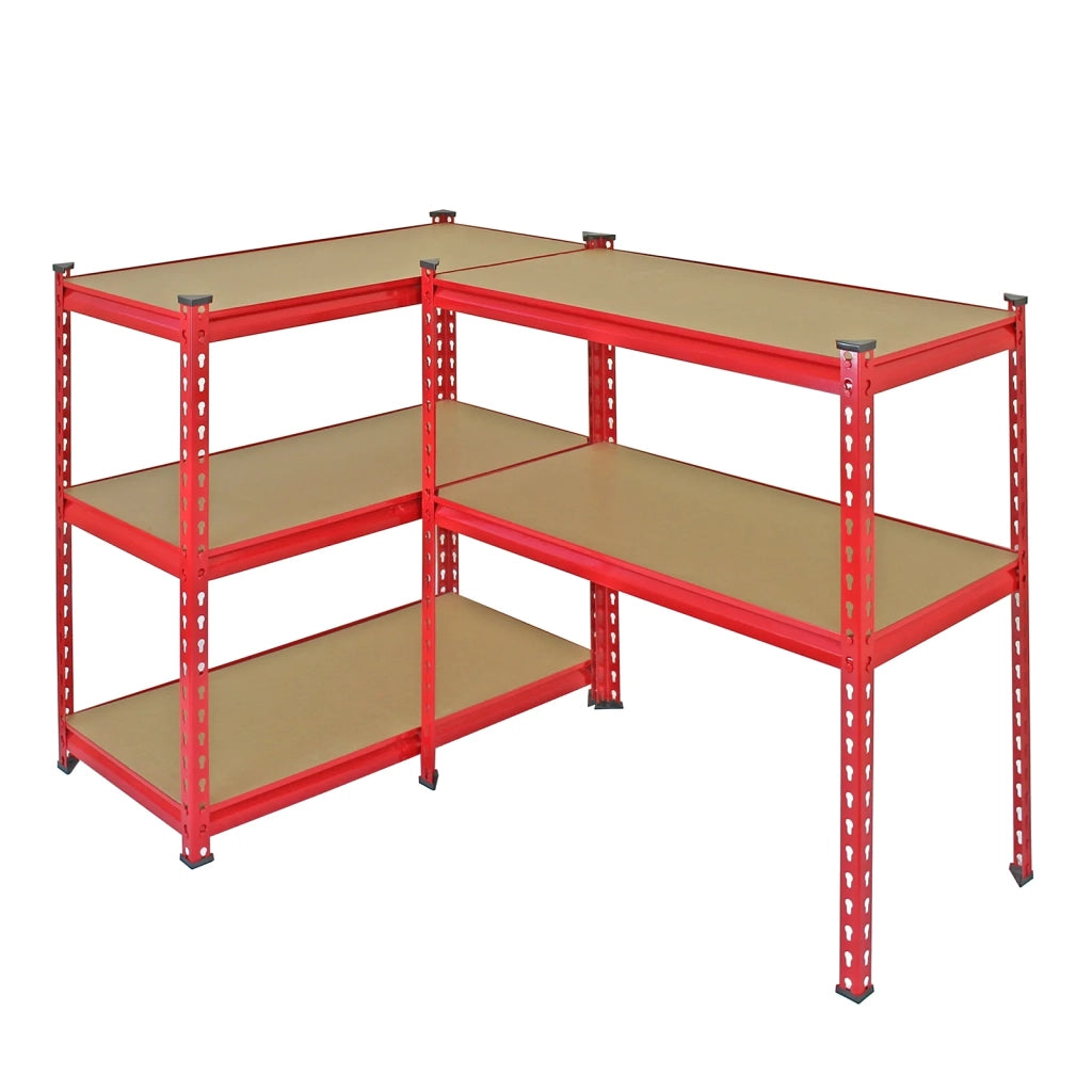 3 Scaffali in Acciaio Senza Bulloni Z-Rax Rossi 90cm x 45cm x 183cm per Garage