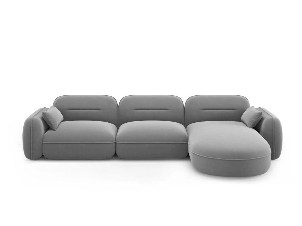 Cosmopolitan Design - Divano angolare modulare destro "Sydney" 4 posti in velluto grigio chiaro 