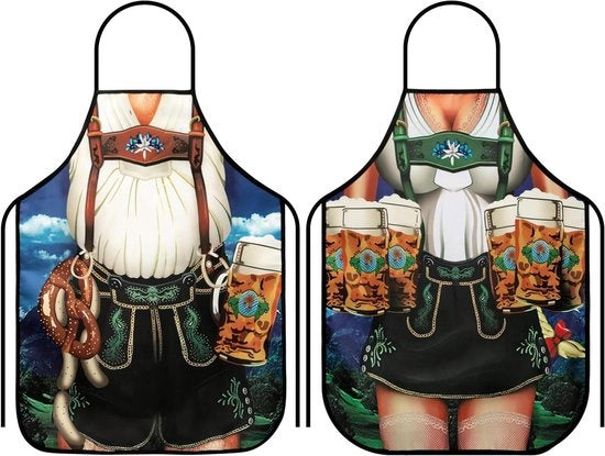 Set di accessori per la cucina e barbecue per adulti - schermo da cucina - accessori da festa - 2 pezzi - verde blu bianco - 80x60cm