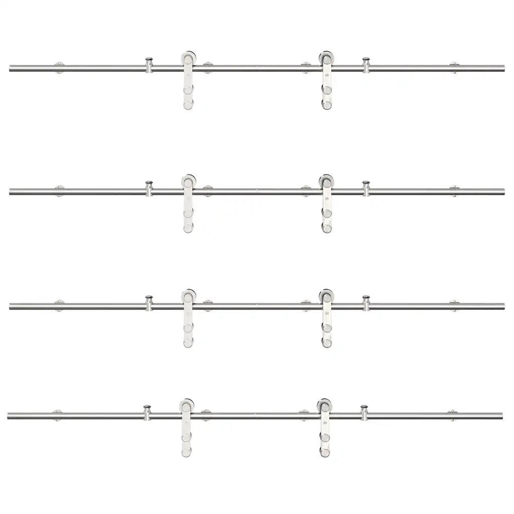 vidaXL Kit Binari Porta Scorrevole 366 cm Acciaio Inossidabile Argento