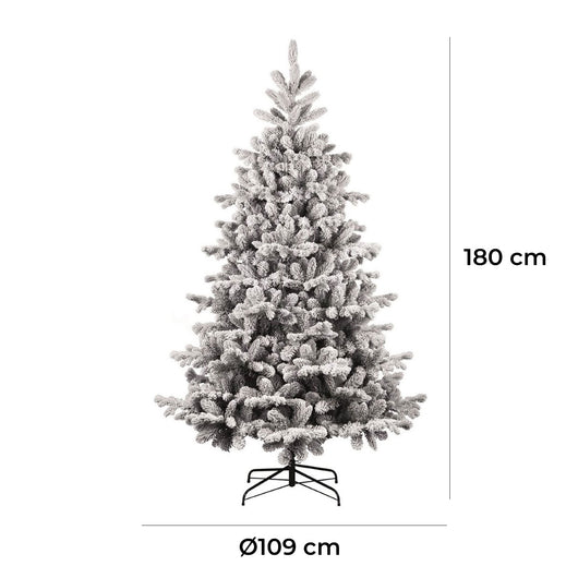 Albero di Natale Artificiale Floccato Effetto Realistico Innevato 180 cm 628 Rami con 2200 Luci Bianco Caldo e