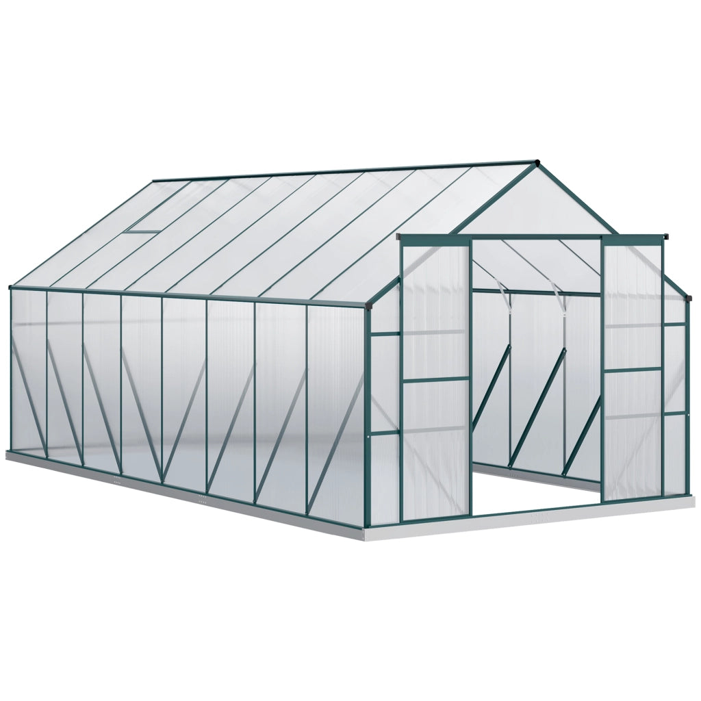 Easycomfort Serra da Giardino in Policarbonato, Metallo e Alluminio, Anti-UV e Antivento, 244x500x216cm, Verde