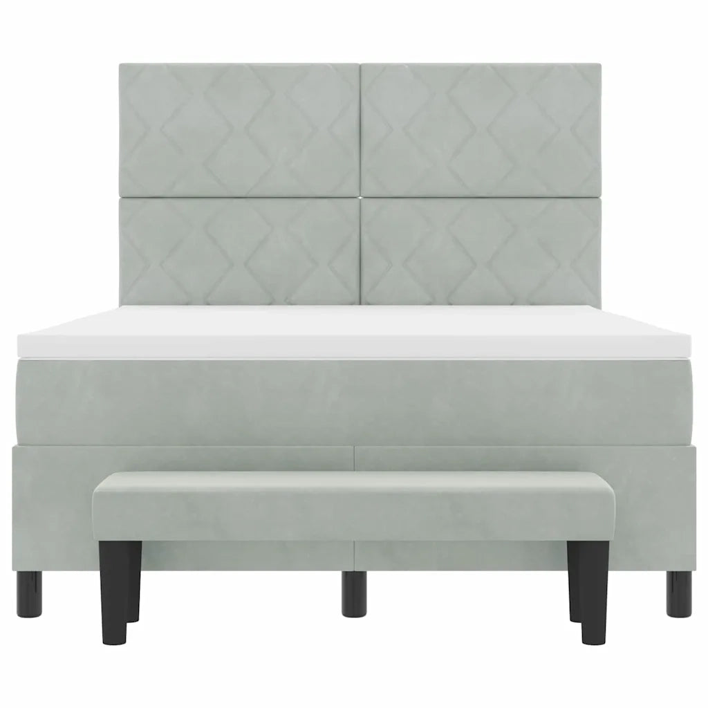 Letto a molle con materasso Grigio chiaro 160 x 200 cm Velluto 3344588