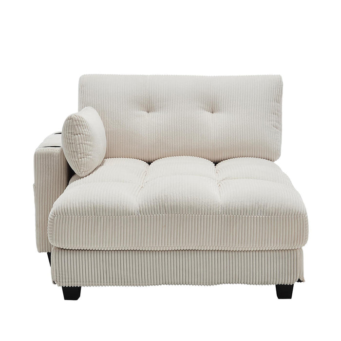 Poltrona Palm - Xylo - Cuscini rigati, portaoggetti, reclinabile, beige