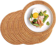 4 x Sostegni in Rattan per Cibi Caldi, Sostegni Isolanti, 18 cm Sostegno per Piatte, Pannini, Piatti, Targhe di Cottura per la Cucina, Piastrine, Sostegno Ronde, Rimovibile