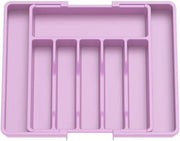 Organizzatore di cucina espandibile, cassetta di conservazione per posate, copertura e supporto per posate, contenitore di plastica compattibile per cucchiai, forchette e coltelli, grande, blu