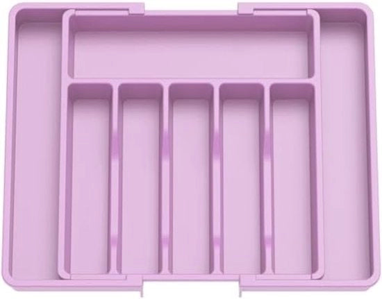 Organizzatore di cucina espandibile, cassetta di conservazione per posate, copertura e supporto per posate, contenitore di plastica compattibile per cucchiai, forchette e coltelli, grande, blu